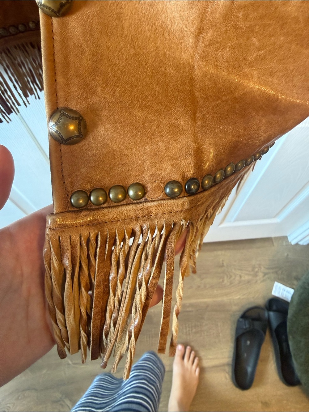 Double D Ranch Leather Fringe Jacket with Stud Trim - Picture 4 of 4